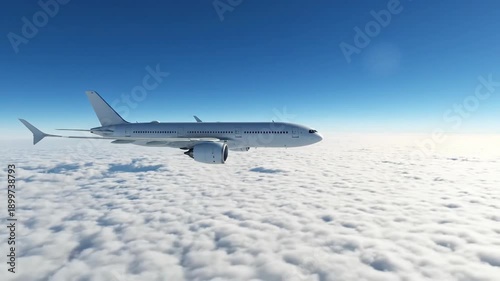 Commercial Aircraft Flying in Clear Blue Sky