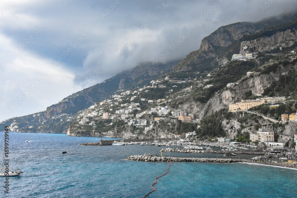 Obraz premium Italy. Amalfi. Tyrrhenian Sea coast, mountains. Summer