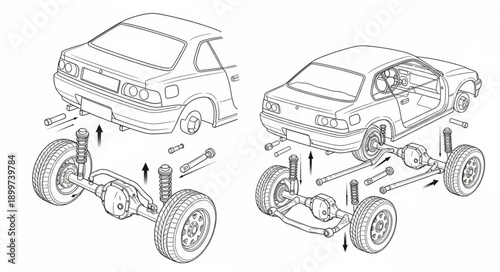 Automotive Chassis and Suspension System Diagram.