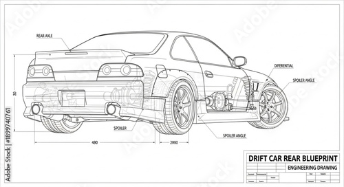 Automotive Blueprint Design of a Sports Car.