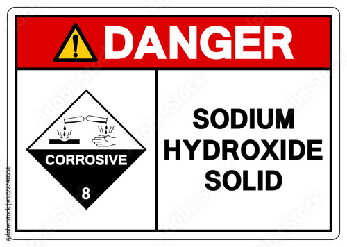 Danger Sodium Hydroxide Solid Symbol Sign, Vector Illustration, Isolate On White Background, Label.EPS10