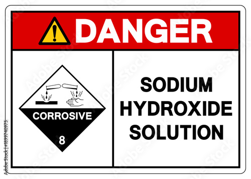 Danger Sodium Hydroxide Solution Symbol Sign, Vector Illustration, Isolate On White Background, Label.EPS10