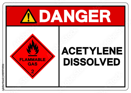 Acetylene Dissolved UN 1001 Symbol Sign, Vector Illustration, Isolate On White Background, Label.EPS10