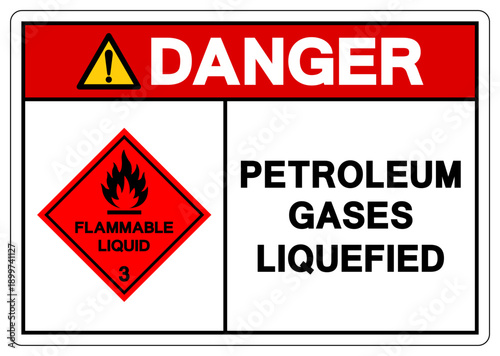 Danger Petroleum Gases Liquefied Symbol Sign, Vector Illustration, Isolate On White Background, Label.EPS10