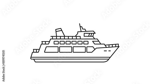Line art icon of a passenger ferry boat or cruise ship