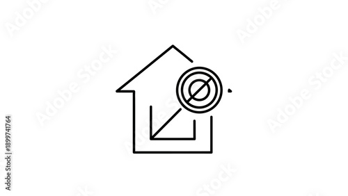Restricted access home line icon on white background