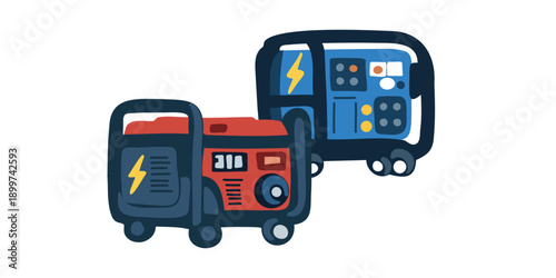 two industrial generators set vector illustration