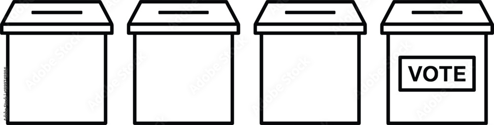 Fototapeta premium Voting ballot boxes line icon set with vote label isolated vector illustration for election democracy concept design usage