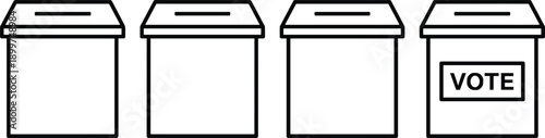 Voting ballot boxes line icon set with vote label isolated vector illustration for election democracy concept design usage