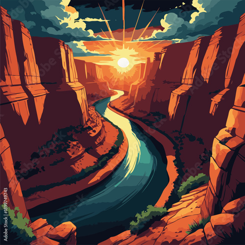 vector image of green canyon arizona in america