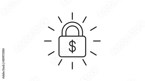 Minimalist padlock with dollar sign icon for financial security