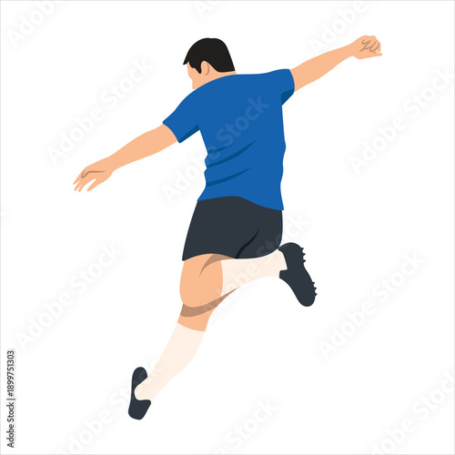 Soccer player kicking ball vector illustration flat design