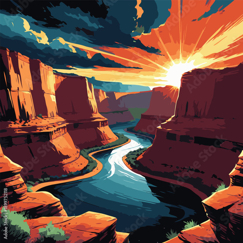 vector image of green canyon arizona in america