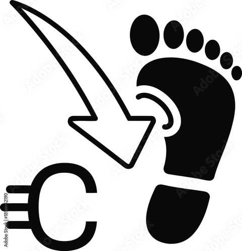 Carbon footprint and sustainability icon set featuring eco friendly energy reduction, CO2 emission monitoring, reforestation and circular economy recycling symbols.