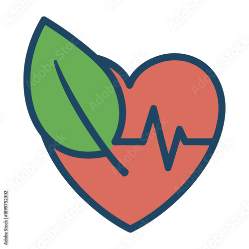 Natural Heart Health Icon Simple Line Style