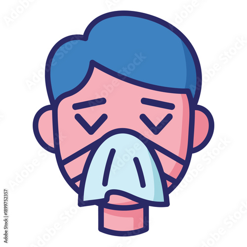 Sick Person Icon Wearing Medical Mask