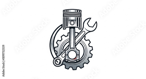 Automotive Engine Piston and Wrench Icon.