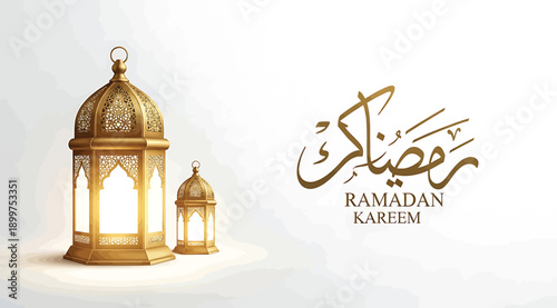 Ramadan kareem lanterns with beautiful arabic calligraphy