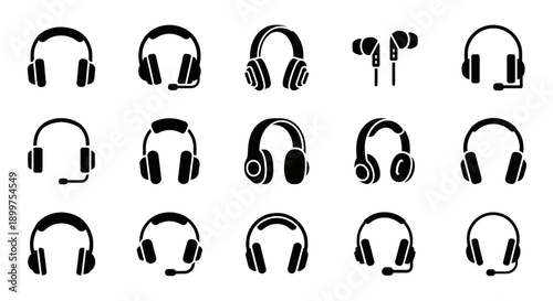 Collection of Headphones and Earphones Icons in Various Styles
