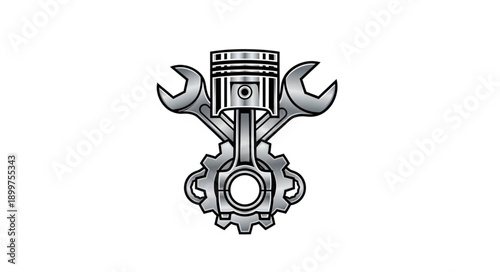 Automotive Engine Piston and Wrenches Symbol.
