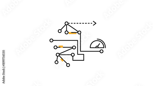 Interconnected network nodes leading to a performance indicator diagram