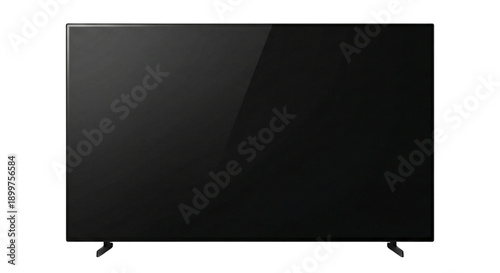 Modern sleek black television screen with stand