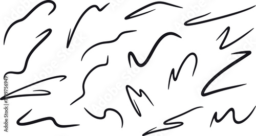 A black and white illustration of abstract lines on a plain background