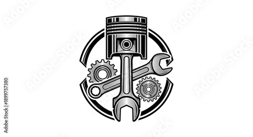 Automotive Engine Piston Crankshaft Wrench Gears Emblem.