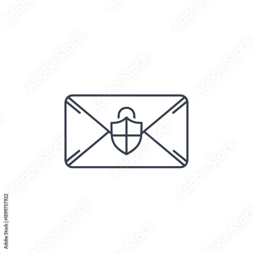 Secure email message envelope with padlock and shield icon