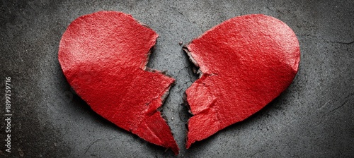 Torn apart heart symbol. Generative AI technology.