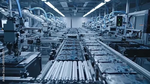 Modern Factory Production Line Manufacturing Process.