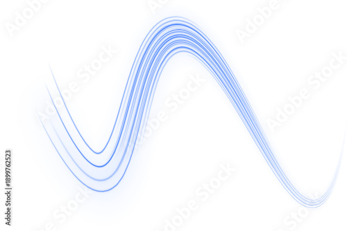 Blue neon motion lines spiral and expand, forming dynamic futuristic paths with glowing edges. png