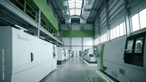 Modern Industrial Factory Interior with Machinery.