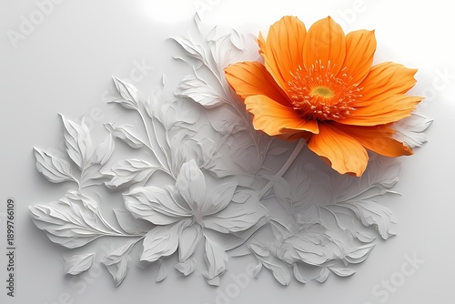 abstract floral sclupture background with flowers 