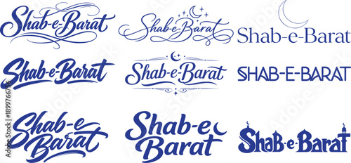 A collection of elegant and ornate shab e barat calligraphy designs. Vector