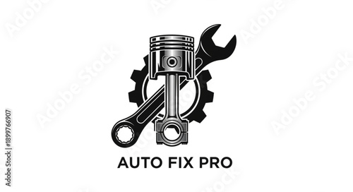 Automotive Piston and Wrench Icon.