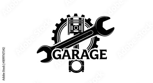 Automotive Garage Service Wrench Gear Piston Emblem.