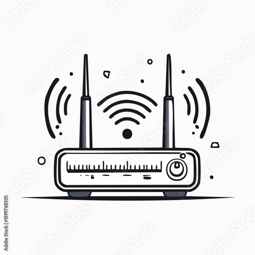 WiFiルーターのシンプルなベクターイラスト 通信機器アイコン素材