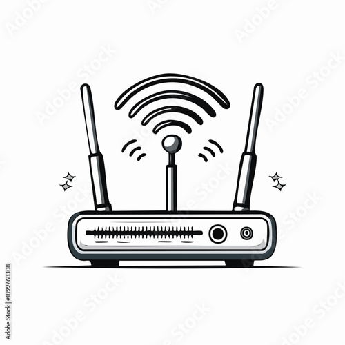 WiFiルーターのシンプルなベクターイラスト 通信機器アイコン素材
