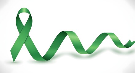 Green ribbon awareness symbol for mental health and wellness