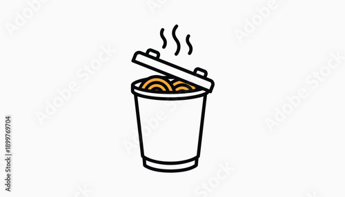 vector illustration of steaming hot takeout food container, fast food bucket with lid, for menu or food delivery design, Isolated on transparent background, png