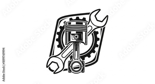 Automotive Piston and Wrench Icon.