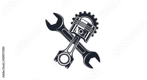 Automotive Piston And Wrench Mechanical Tool.