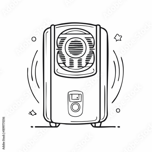 冷風機スポットクーラーアイコン 夏の暑さ対策に使える小型冷却家電イラスト