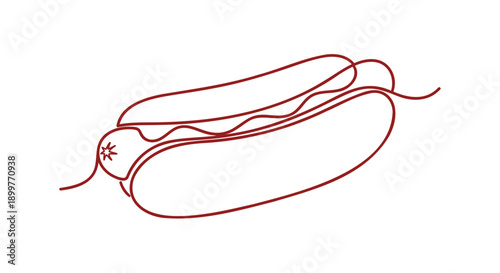 Red hot dog with condiments vector illustration, isolated on transparent background, png