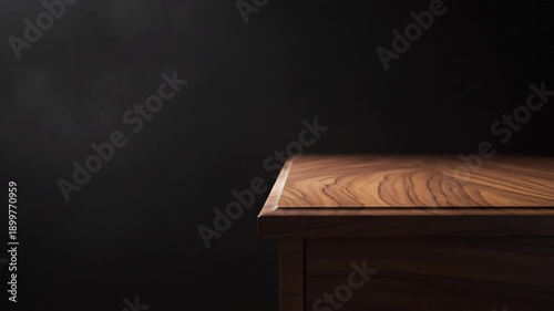 Empty Wooden Desk Surface with Bright Natural Light