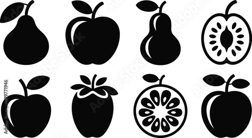 Orchard Fruit Silhouette Icons