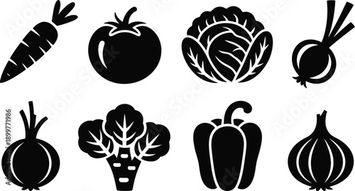 Garden Fresh Vegetable Silhouette Icons
