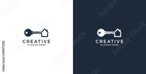 Minimalist House Logo Design with Line Style. Simple Real Estate Business Logo