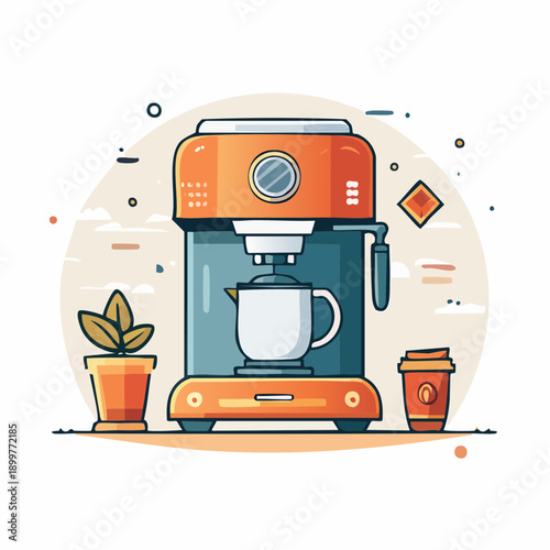家庭用コーヒーメーカーのシンプルベクターイラスト 家電アイコン